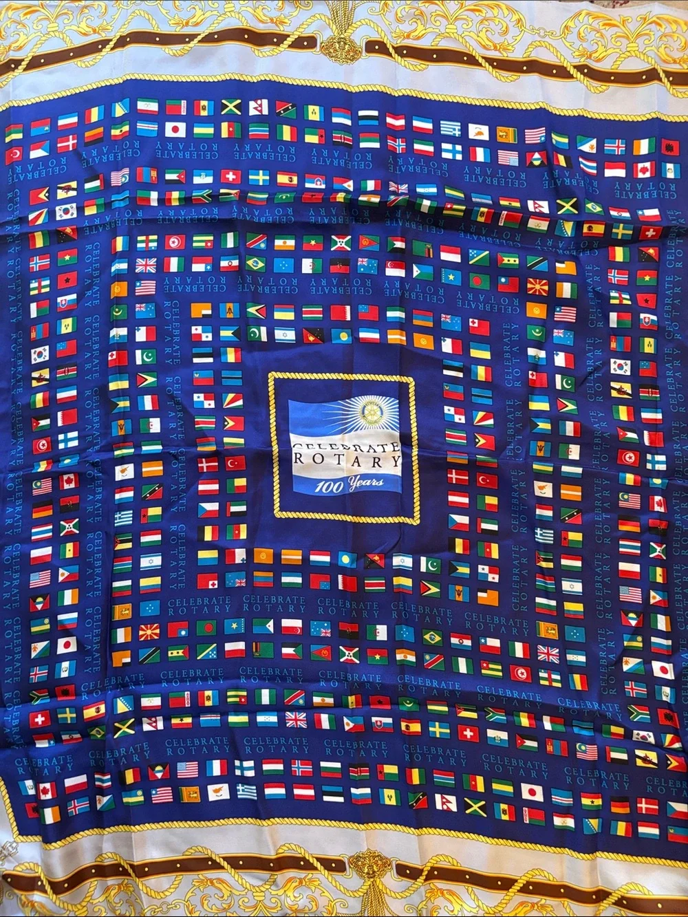Vintage pure silk Celebrating 100 years Rotary  square scarf